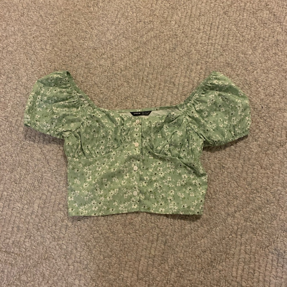 SHEIN Green Floral Blouse